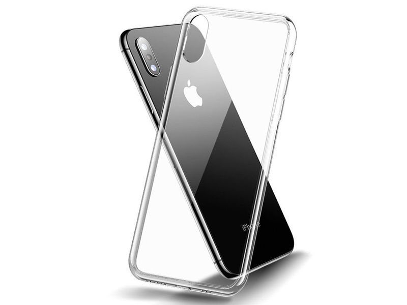 Etui Cafele Slim Glass Apple iPhone X/Xs przezroczyste + Szkło Alogy - Przezroczysty
