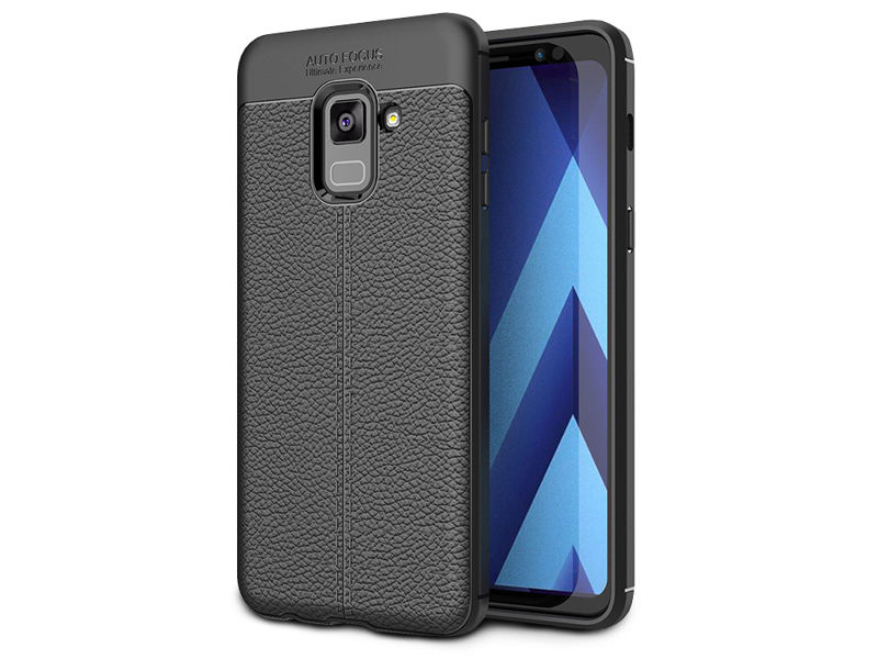 Etui pancerne Alogy leather case Galaxy A8 2018 czarne + szkło