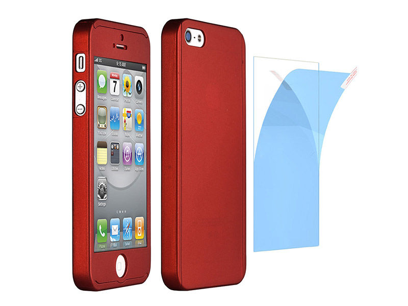 Etui 360º Full Protection iPhone 6/6S + Szkło hartowane - Czerwony