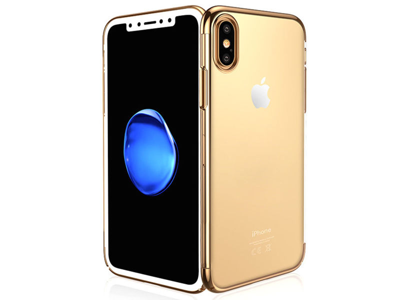 Etui Alogy luxury Apple iPhone X Xs błyszczące złote + Szkło - Złoty