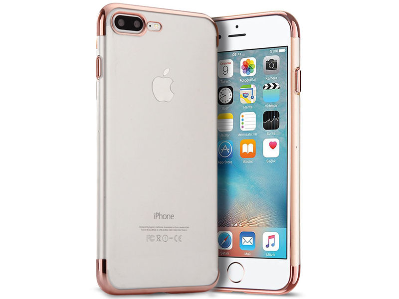 Etui Alogy luxury iPhone 7/8 Plus błyszczące różowe + Szkło - Różowy