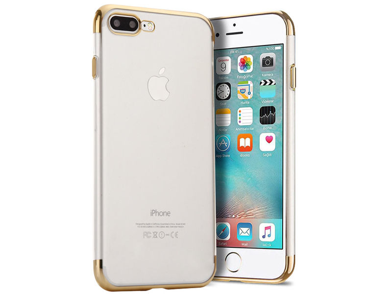 Etui Alogy luxury iPhone 7/8 Plus błyszczące złote + Szkło - Złoty
