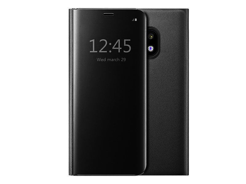 Etui Clear View cover Samsung Galaxy J7 2017 Czarne + Szkło - Czarny