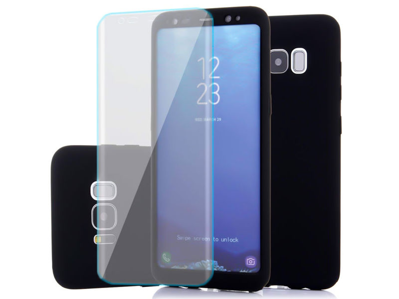 Etui full case 360 2w1 Samsung Galaxy S8 czarne + Folia ochronna - Czarny