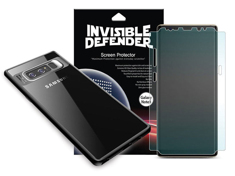 Etui Galaxy Note 8 przezroczyste z czarną ramką +2X Folia Ringke 3D - Czarny