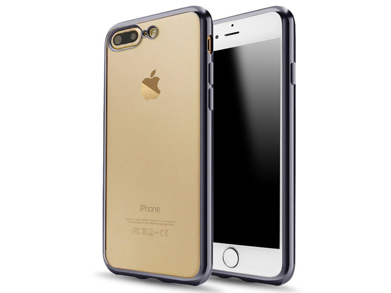 Etui Mirror Gel Bumper iPhone 7/8 Plus Czarne + Szkło Alogy - Czarny
