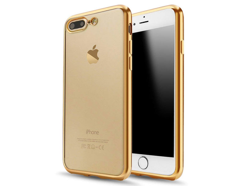 Etui Mirror Gel Bumper iPhone 7/8 Plus złote + Szkło Alogy - Złoty