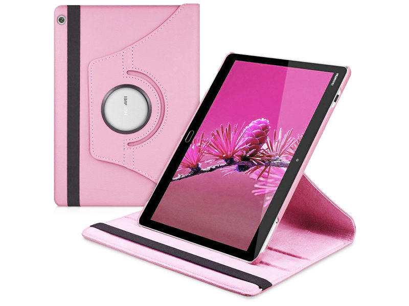 Etui obrotowe 360 Huawei MediaPad M3 Lite 10 Różowe + Szkło - Różowy