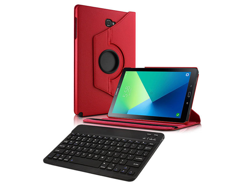 Etui obrotowe Samsung Galaxy Tab A 10.1 czerwone + klawiatura - Czerwony