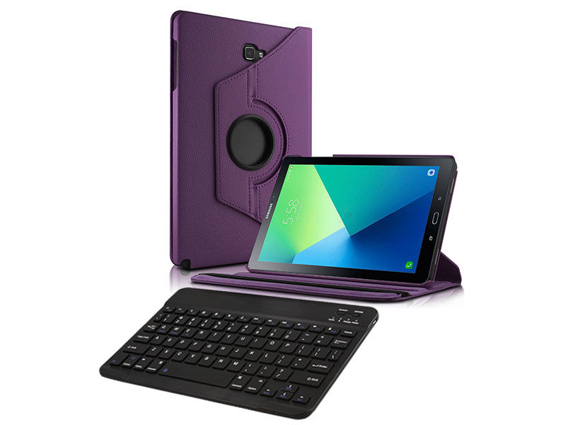 Etui Obrotowe Samsung Galaxy Tab A 10.1 fioletowe + klawiatura - Fioletowy