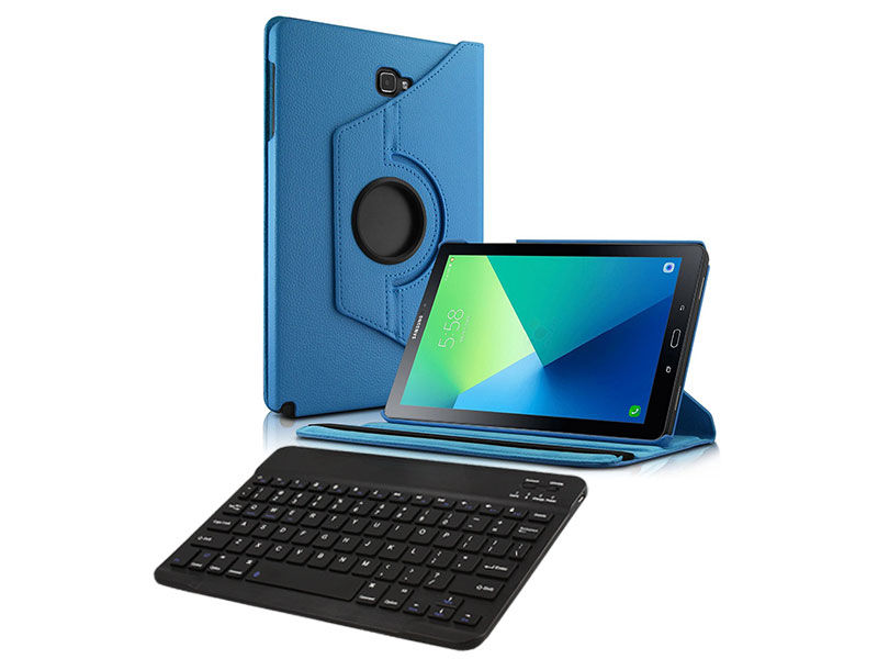 Etui obrotowe Samsung Galaxy Tab A 10.1 niebieskie +klawiatura - Niebieski
