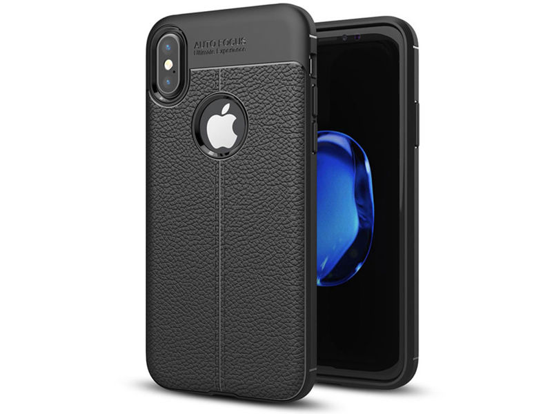 Etui pancerne Alogy leather case - Apple iPhone X Xs czarne + Szkło