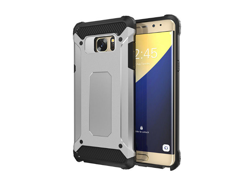 Etui Pancerne Samsung Galaxy S7 Edge Hard Armor Srebrne - Srebrny
