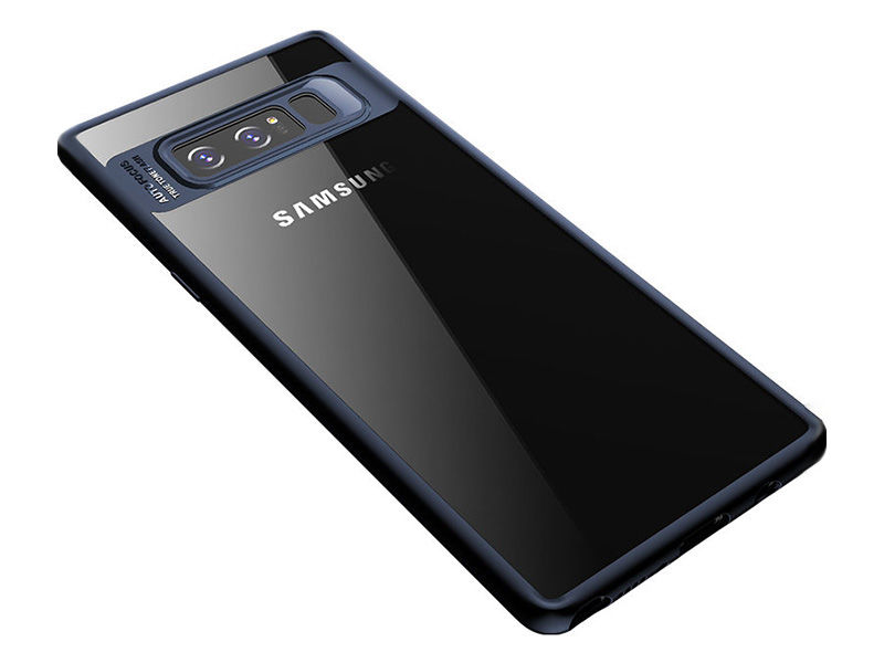 Etui Samsung Galaxy Note 8 przezroczyste z granatową ramką - Granatowy