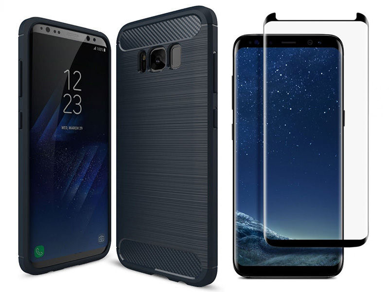 Etui Samsung Galaxy S8 Armor Case Granatowe + 3D Szkło Mocolo - Granatowy