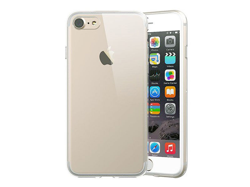 Etui silikonowe przezroczyste Apple iPhone 8 + Szkło Mocolo białe - Biały