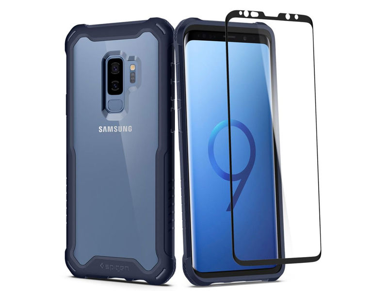 Etui Spigen Hybrid 360 + Szkło Samsung Galaxy S9+ Plus Deepsea Blue - Granatowy
