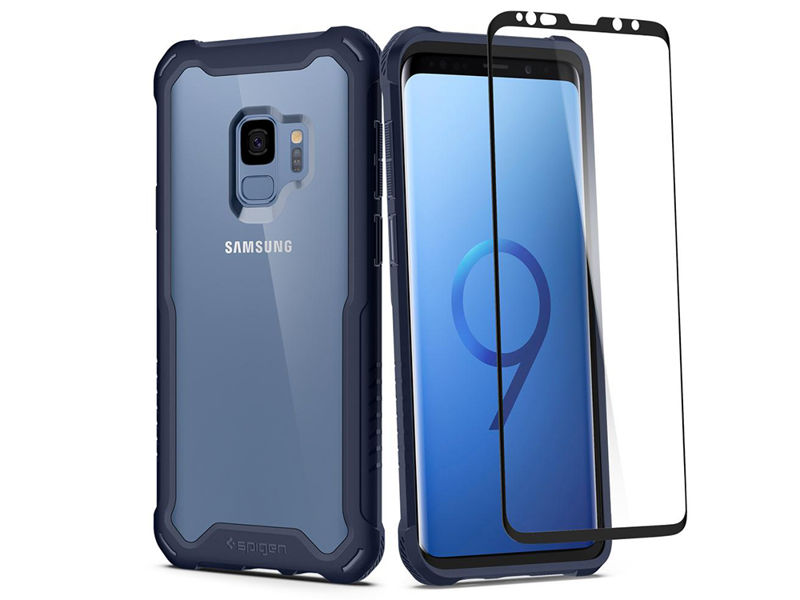 Etui Spigen Hybrid 360 + szkło Samsung Galaxy S9 Deepsea Blue - Granatowy