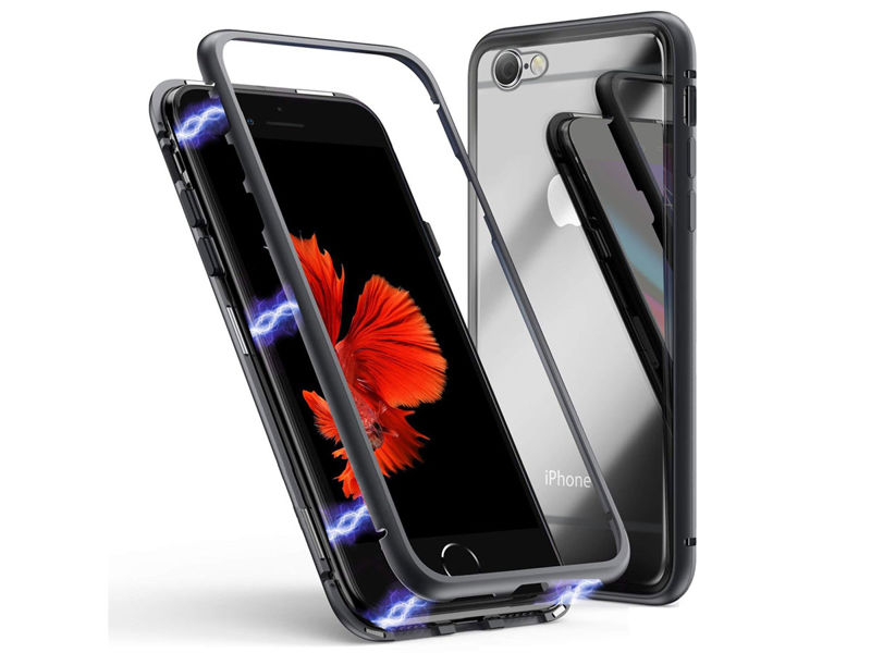 Szklane etui Luphie magnetic case Apple iPhone 6/6S Czarne - Czarny